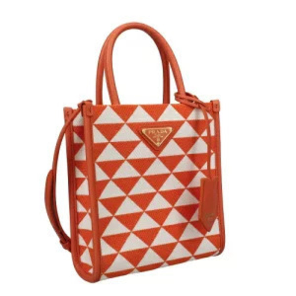 Prada orange geometric Bag Embroidered white Symbole